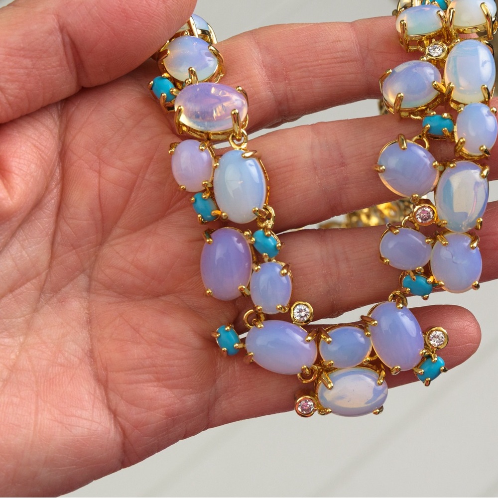 Real Collectibles by Adrienne cabachon necklace blue stones & faux diamonds - Picture 6 of 16